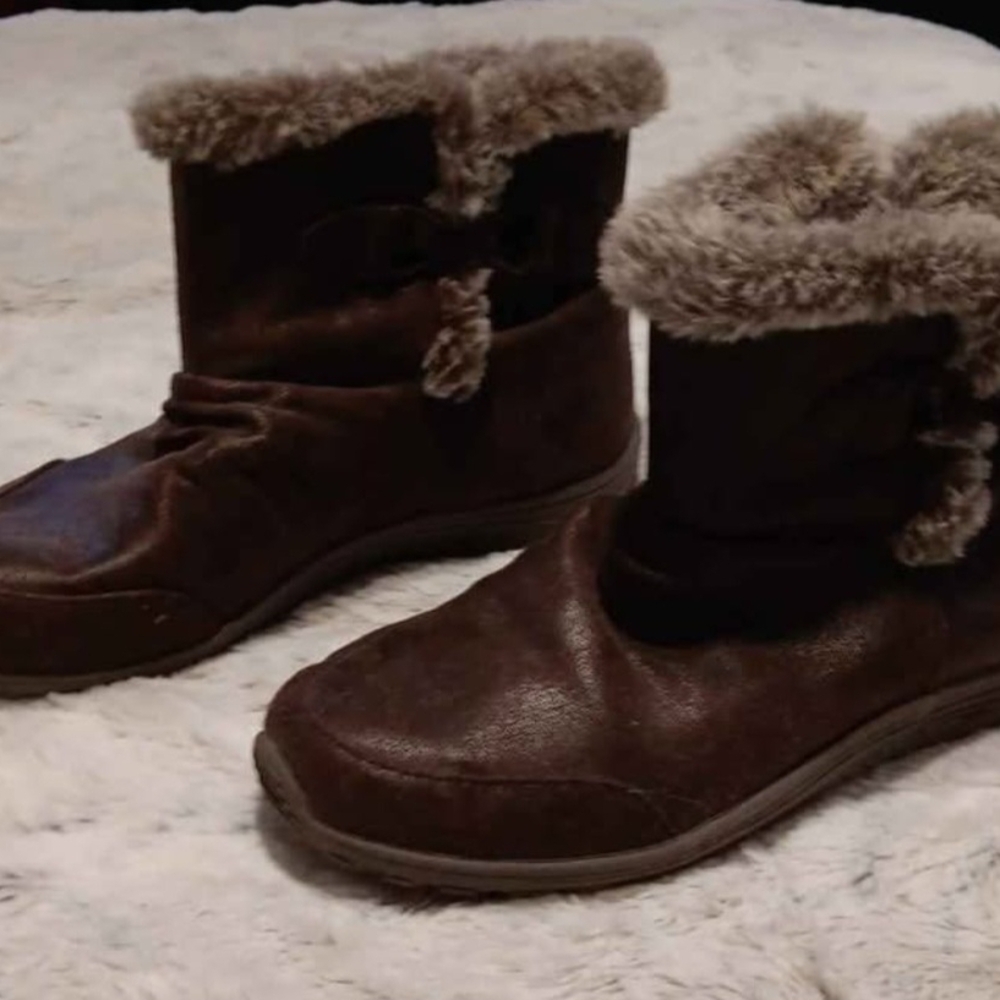 Skechers Brown Ankle Boots with Fur Trim